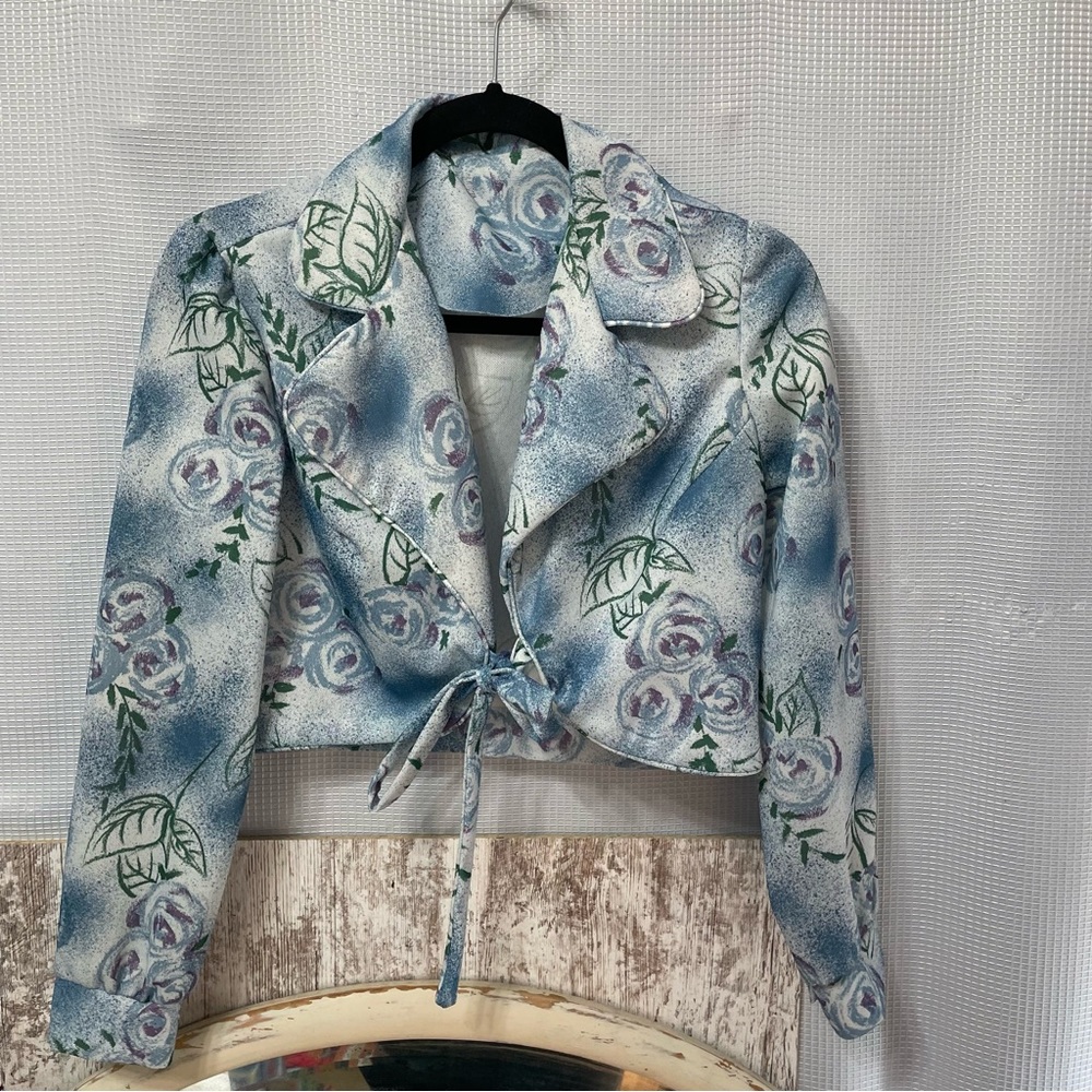 Vintage 50’s bolero crop floral jacket crop cardigan size medium